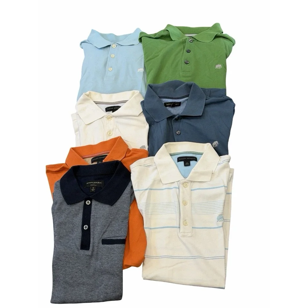 Banana Republic Mens Medium Pique Polo Golf Shirt HUGE  Lot Elephant Logo Preppy